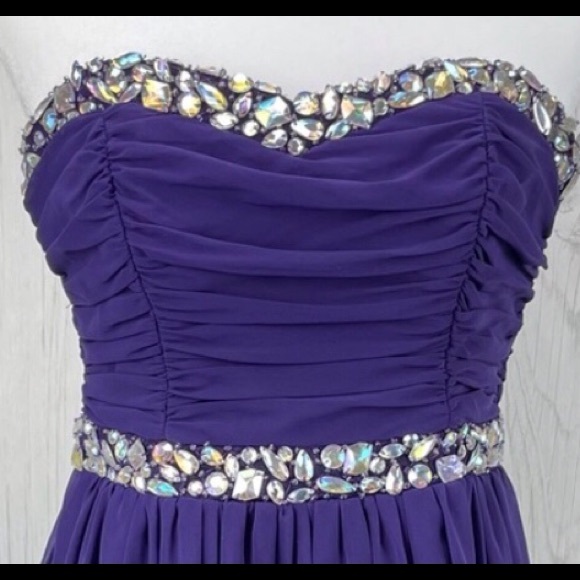 Windsor sequins Rhinestones strapless Purple dress size 7/8 - Picture 2 of 13